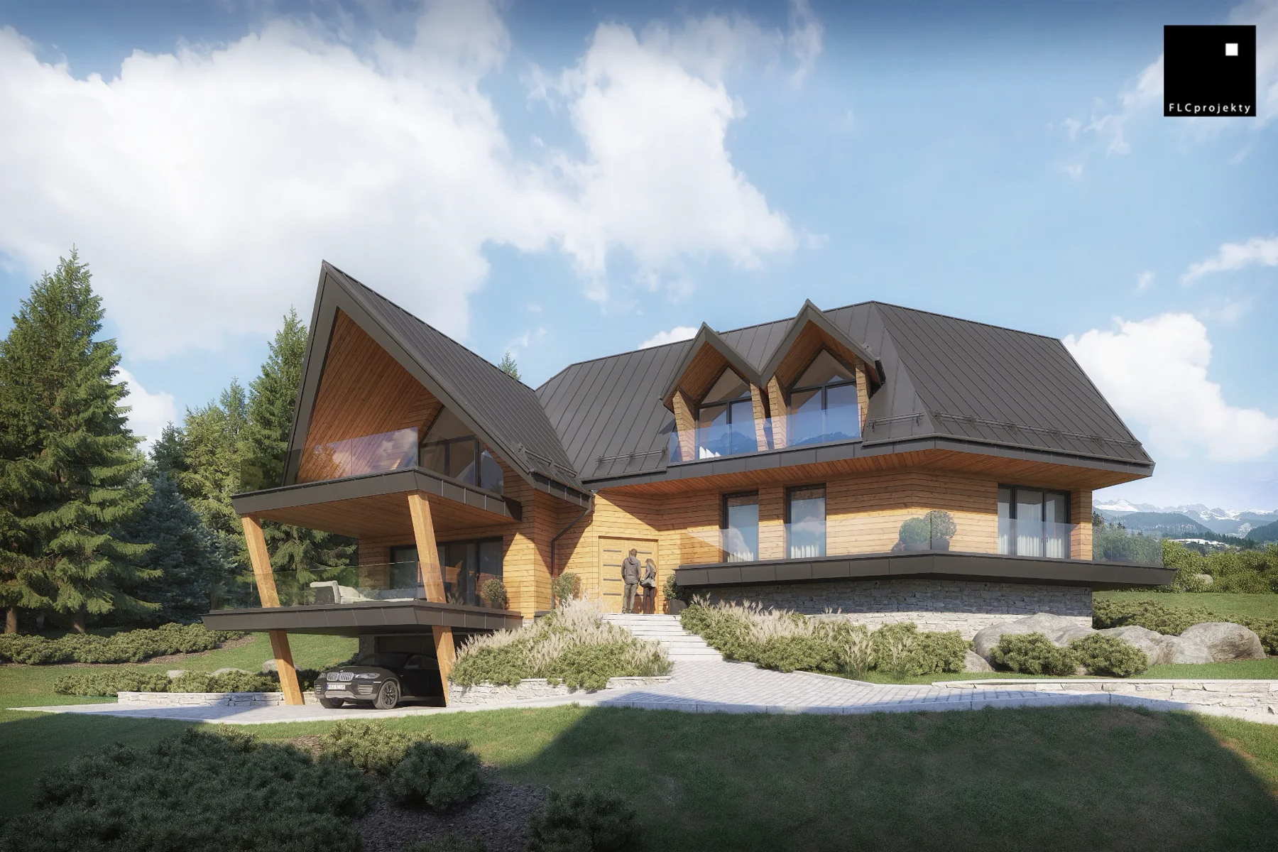 Współczesna architektura Olczyckiego Potoku na tle Tatr